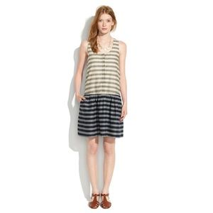 Madewell S Trellis Stripe Drop Waist Shift